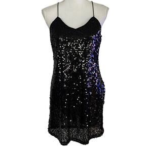 NEW Express Size S Sequined Mini Dress Party NYE LBD Black Cocktail